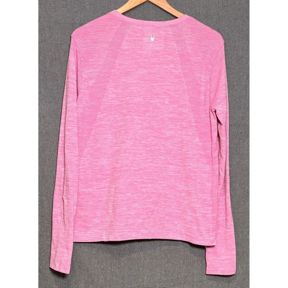Spyder Active Womens Pink Space Dye Long Sleeve Training Top Thumbholes Large